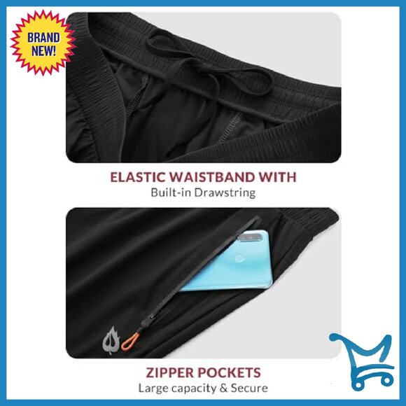 Men's Lightweight Quick Dry Joggers with Zipper Pockets for Running Gym - Picture 6 of 8